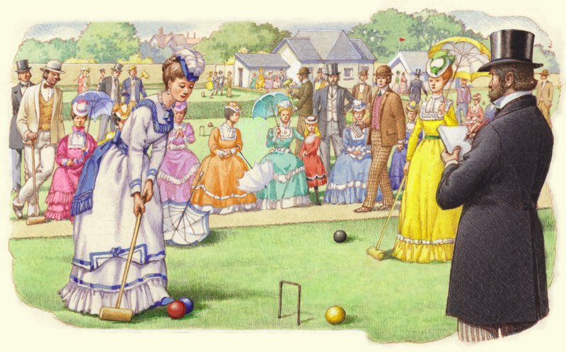 A Game of Croquet at the All-England Club at Wimbledon by Pat (1907-95) Nicolle