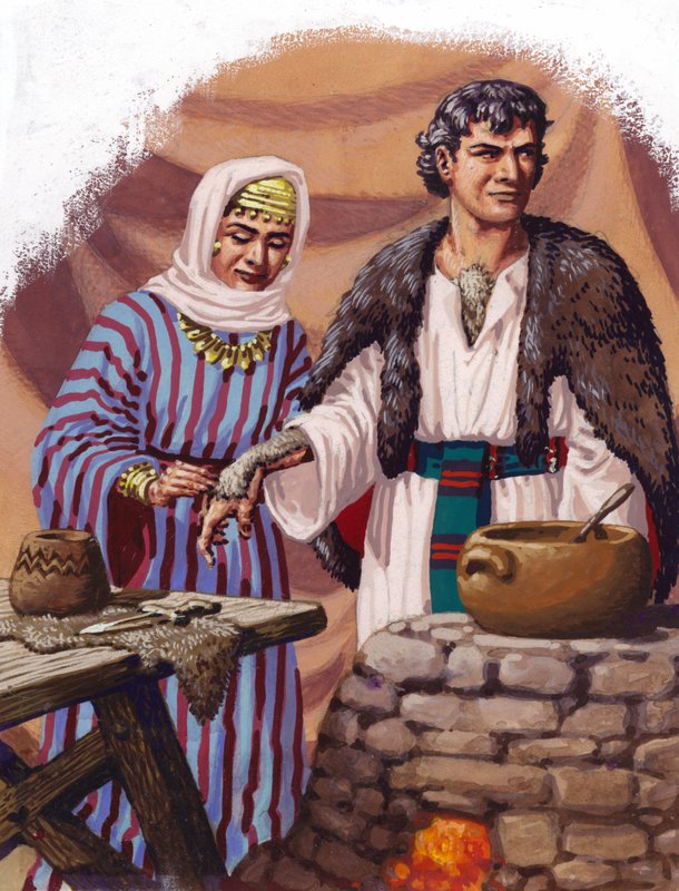 Jacob Being Disguised by His Mother by Pat (1907-95) Nicolle