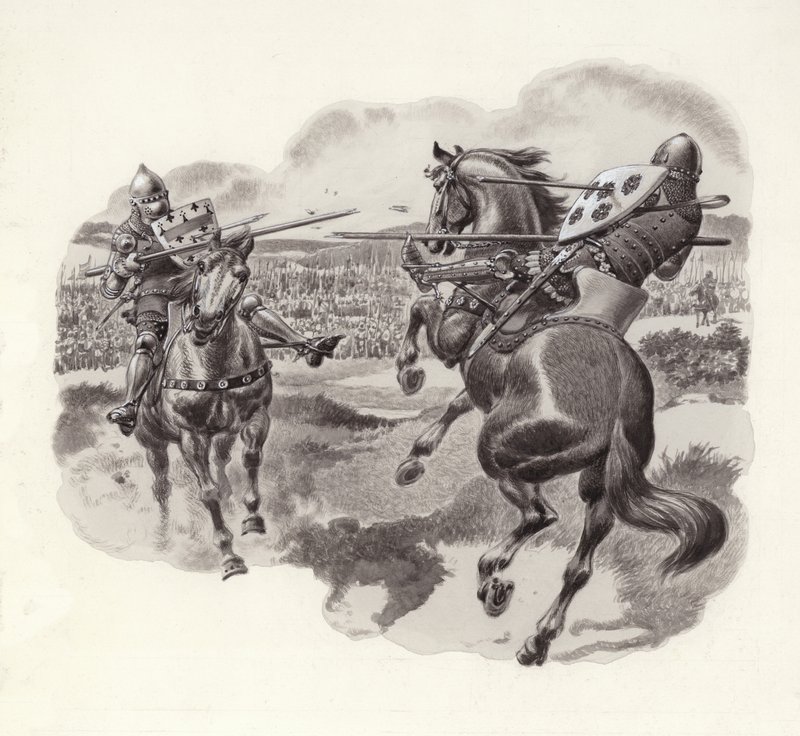 Knights at the Battle of Poitiers by Pat (1907-95) Nicolle