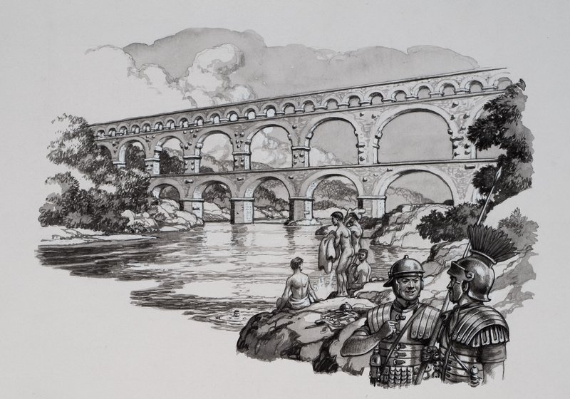 Roman Aqueduct by Pat (1907-95) Nicolle