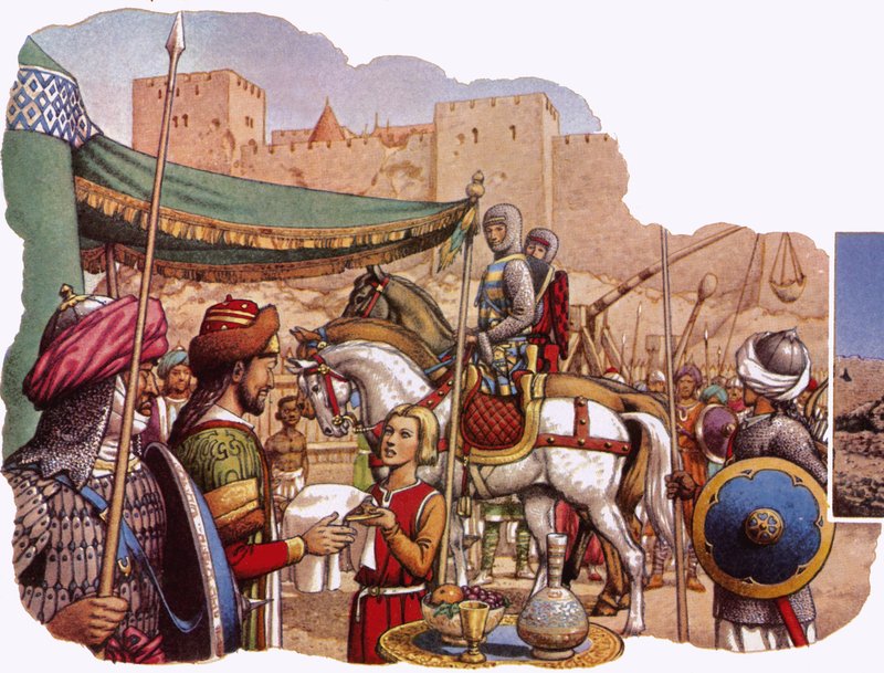 Saladin Besieges Kerak Castle by Pat (1907-95) Nicolle