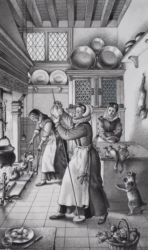 Sixteenth Century Kitchen by Pat (1907-95) Nicolle