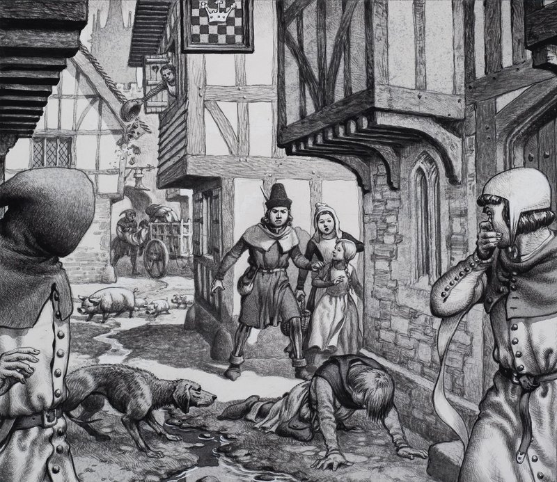 The Black Death by Pat (1907-95) Nicolle
