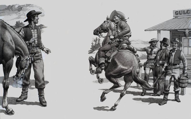 Unidentified Western Scene by Pat (1907-95) Nicolle