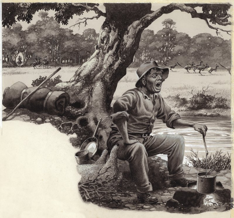 A Jolly Swagman by Pat (1907-95) Nicolle