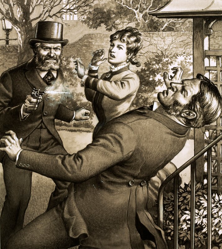 Charles Peace, the notorious burglar and murderer, shoots one of his victims by Pat (1907 95) Nicolle