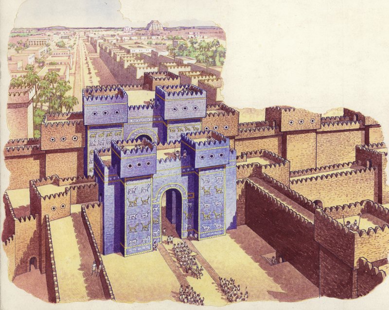 The Ishtar Gate of Babylon by Pat (1907-95) Nicolle