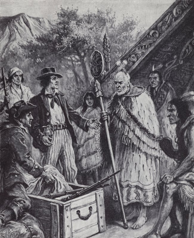 British trade with the Maori people of New Zealand by Paul (after) Hardy