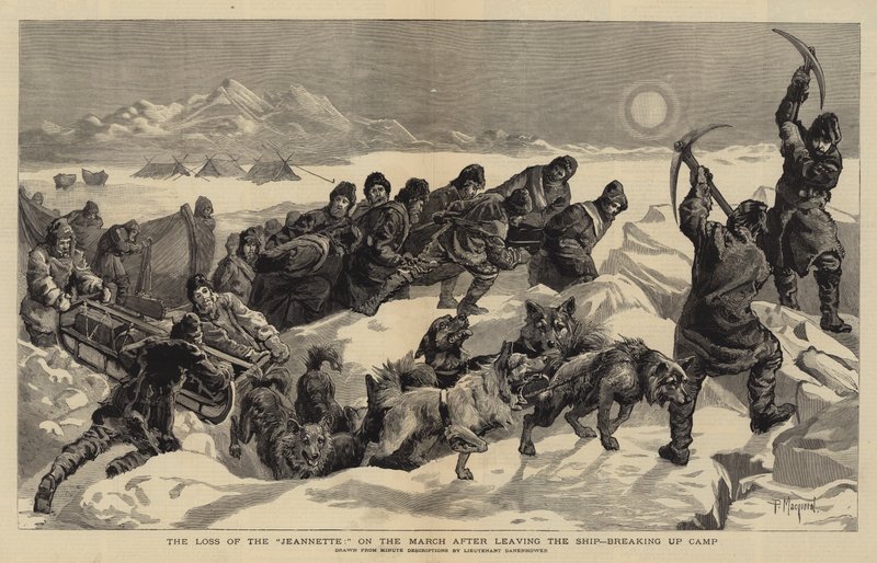 The Loss of the Jeannette, on the March after leaving the Ship, breaking up Camp by Percy Macquoid