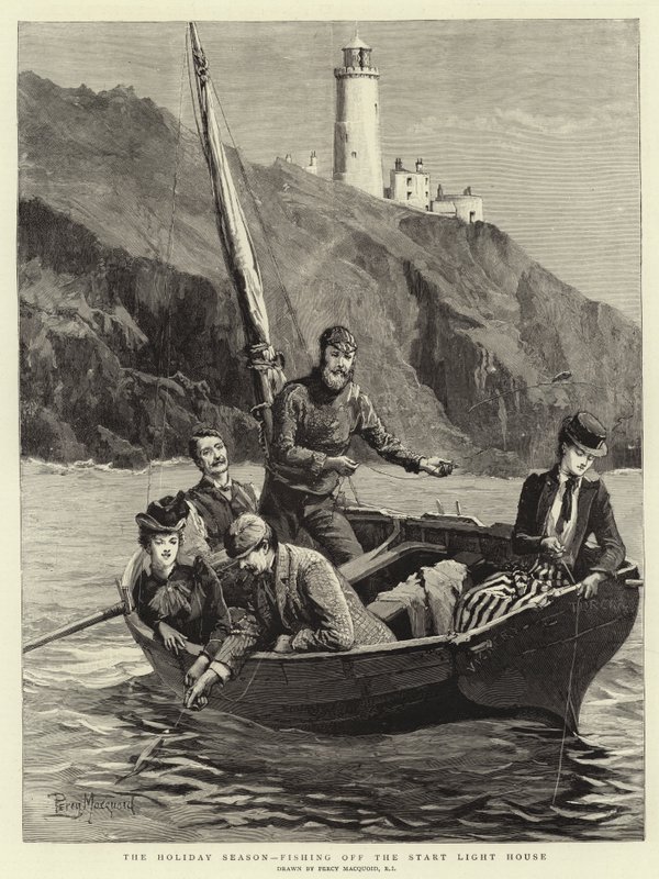 The Holiday Season, Fishing off the Start Light House by Percy Macquoid