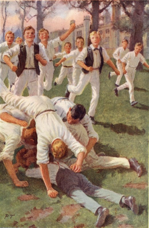 The Two Rush in Together, and Throw Themselves on the Ball by Percy Tarrant
