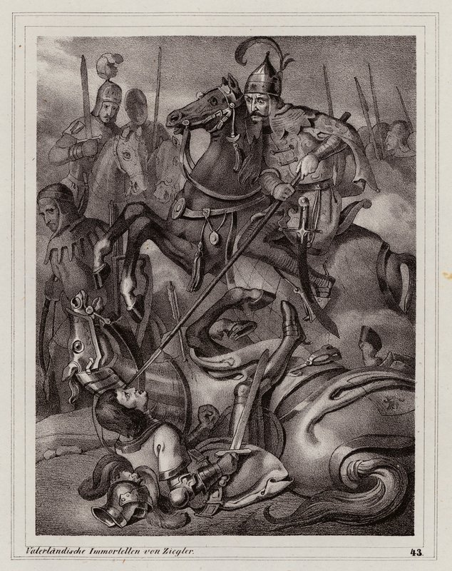 Death of Frederick II of Austria at the Battle of the Leitha River by Peter Johann Nepomuk Geiger