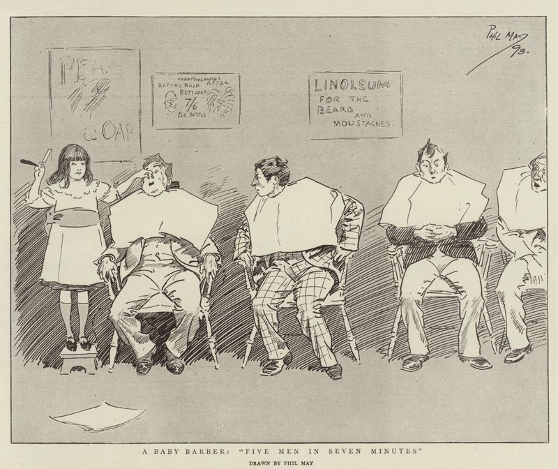 A Baby Barber, Five Men in Seven Minutes by Phil May
