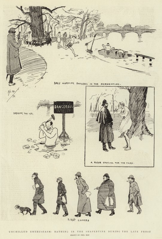Unchilled Enthusiasm, Bathing in the Serpentine During the Late Frost by Phil May