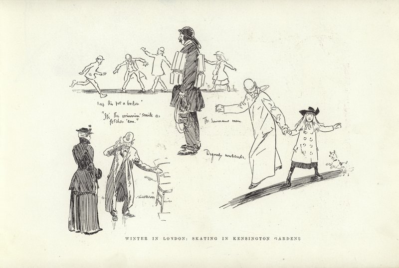 Winter in London, Skating in Kensington Gardens by Phil May