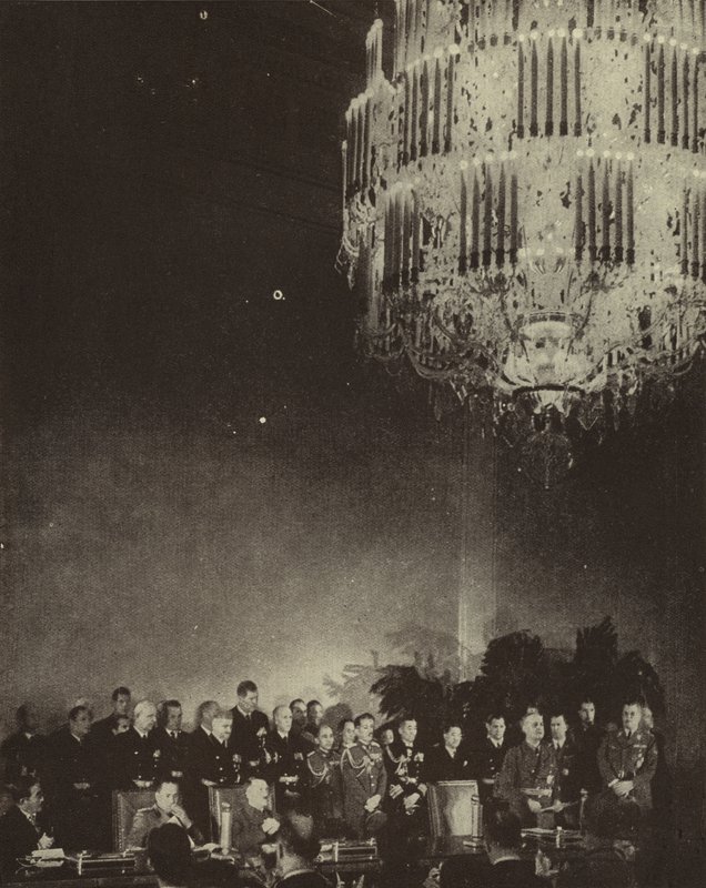 Signing of the Tripartite Pact Forming the Axis of Japan, Nazi Germany and Fascist Italy in the Reich Chancellery, Berlin, World War II, 27 September 1940 by Photographer German