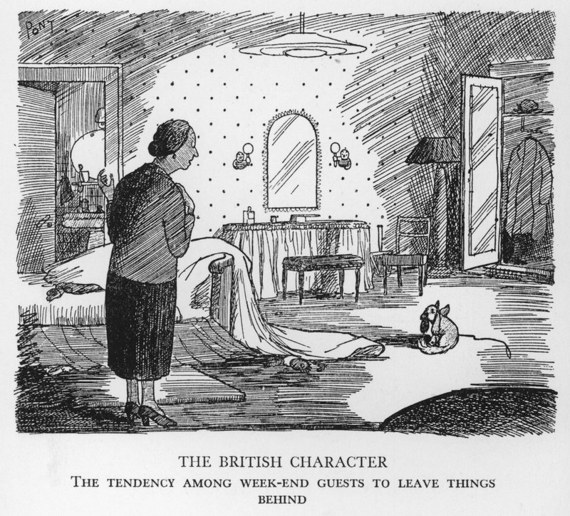 The British Character, The tendency among week-end guests to leave things behind by Pont