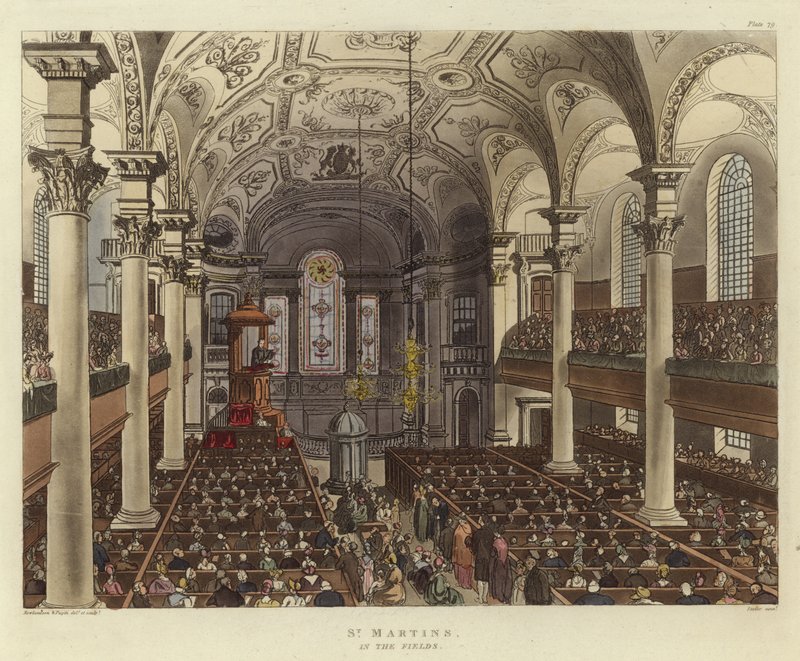 St Martins in the Fields by Pugin and Rowlandson