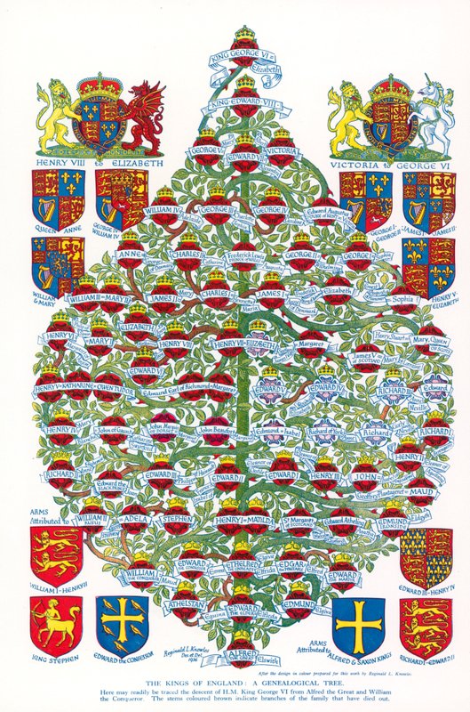 The Kings of England, A Genealogical Tree by Reginald & Horace (1884 1954) Knowles