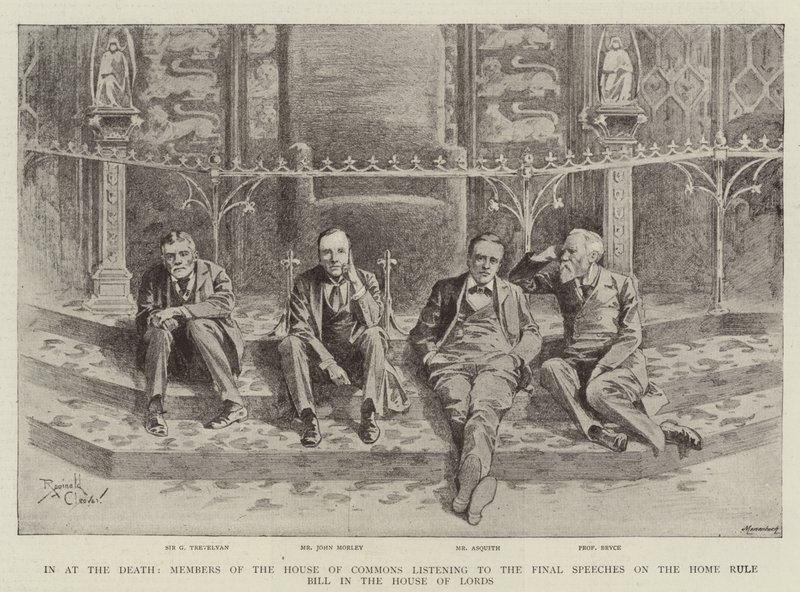 In at the Death, Members of the House of Commons listening to the Final Speeches on the Home Rule Bill in the House of Lords by Reginald Thomas Cleaver