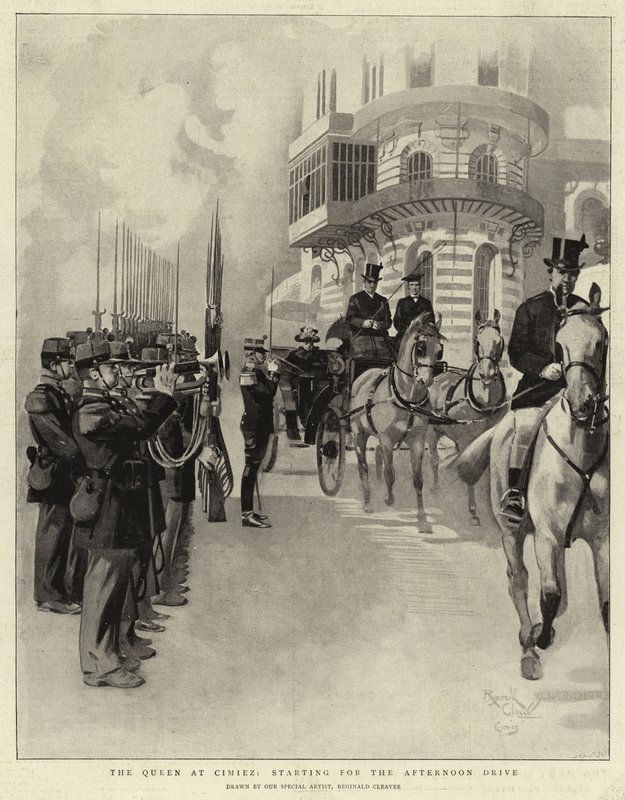 The Queen at Cimiez, starting for the Afternoon Drive by Reginald Thomas Cleaver