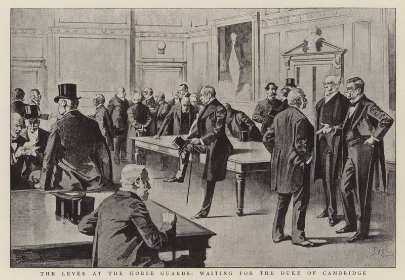 The levee at the Horse Guards, waiting for The Duke of Cambridge by Reginald Thomas Cleaver