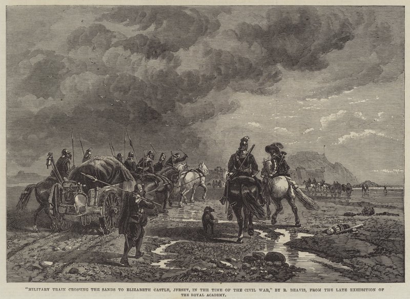 Military Train Crossing the Sands to Elizabeth Castle, Jersey, in the Time of the Civil War by Richard Beavis
