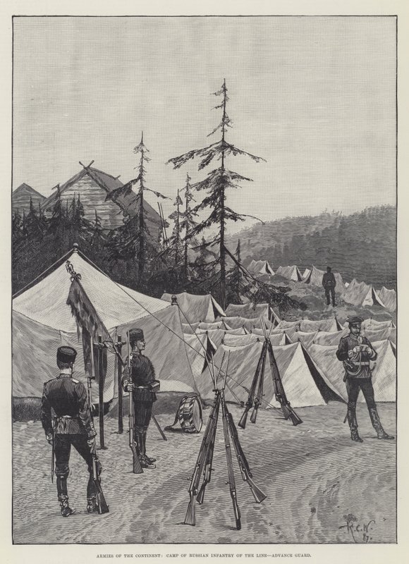 Camp of Russian Infantry of the Line, Advance Guard by Richard Caton Woodville junior