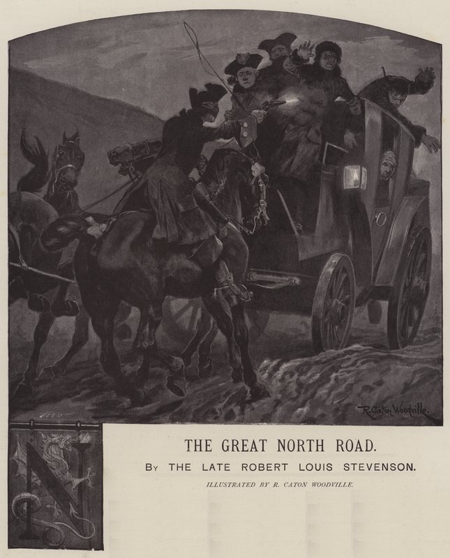 Illustration for The Great North Road, by Robert Louis Stevenson by Richard Caton Woodville junior