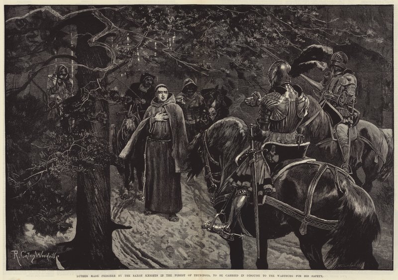 Luther Made Prisoner by the Saxon Knights in the Forest of Thuringia, to be Carried in Disguise to the Wartburg for His Safety by Richard Caton Woodville junior