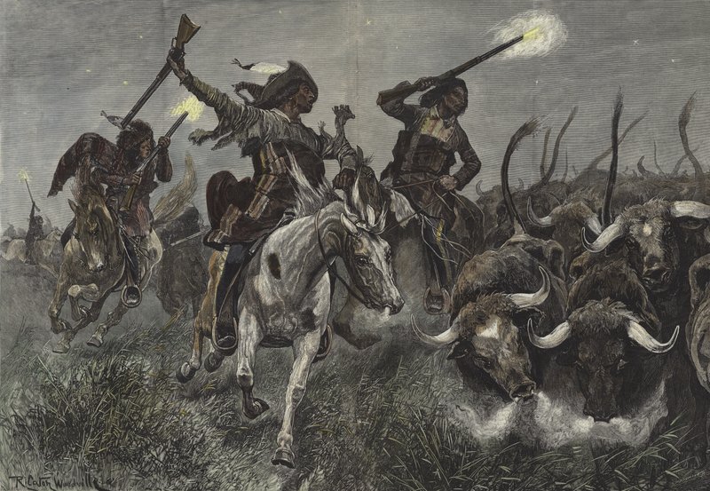 North American Indians running cattle into a ranch by Richard Caton Woodville junior