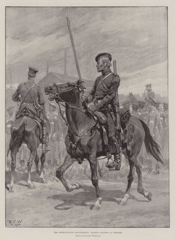 The Anglo-Russian Disagreement, Russian Soldiers at Tientsin by Richard Caton Woodville junior