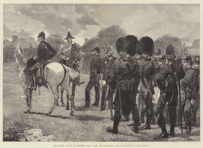 The Royal Review in Windsor Park, Types of Volunteers to be Reviewed by Her Majesty by Richard Caton Woodville junior