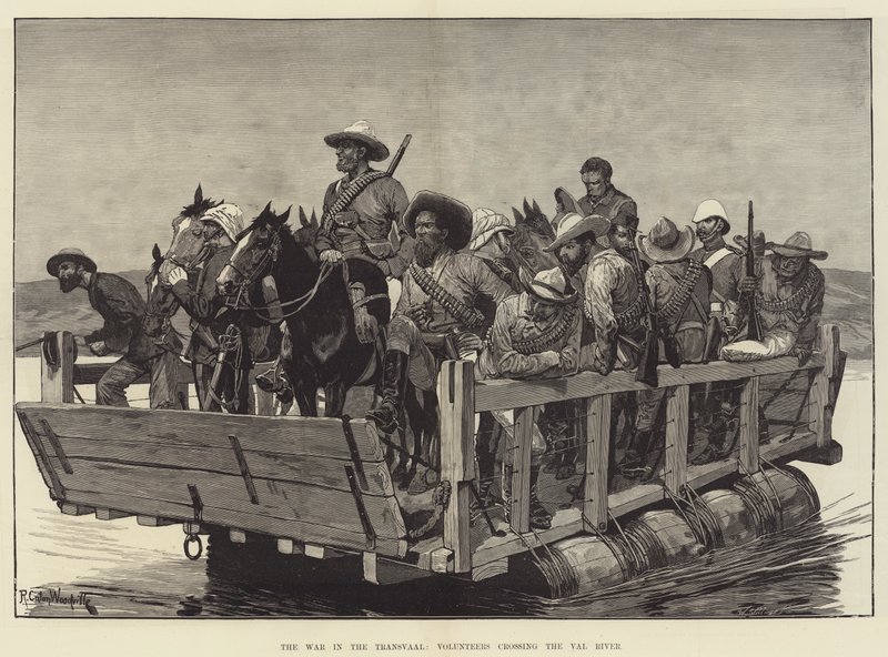 The War in the Transvaal, Volunteers crossing the Val River by Richard Caton Woodville junior