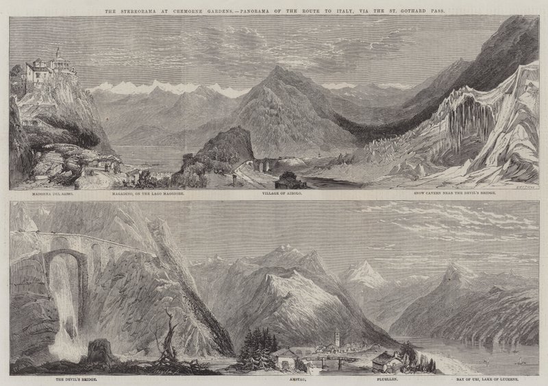The Stereorama at Cremorne Gardens, Panorama of the Route to Italy, via the St Gothard Pass by Richard Principal Leitch