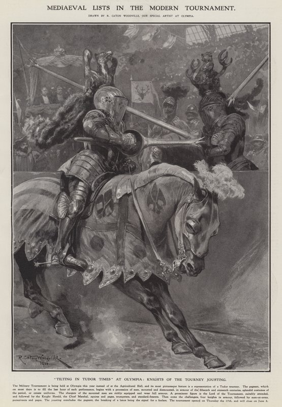 Mediaeval lists in the modern tournament by Richard Caton II (after) Woodville