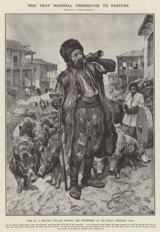 Pigs that Marshal Themselves to Pasture by Richard Caton II (after) Woodville