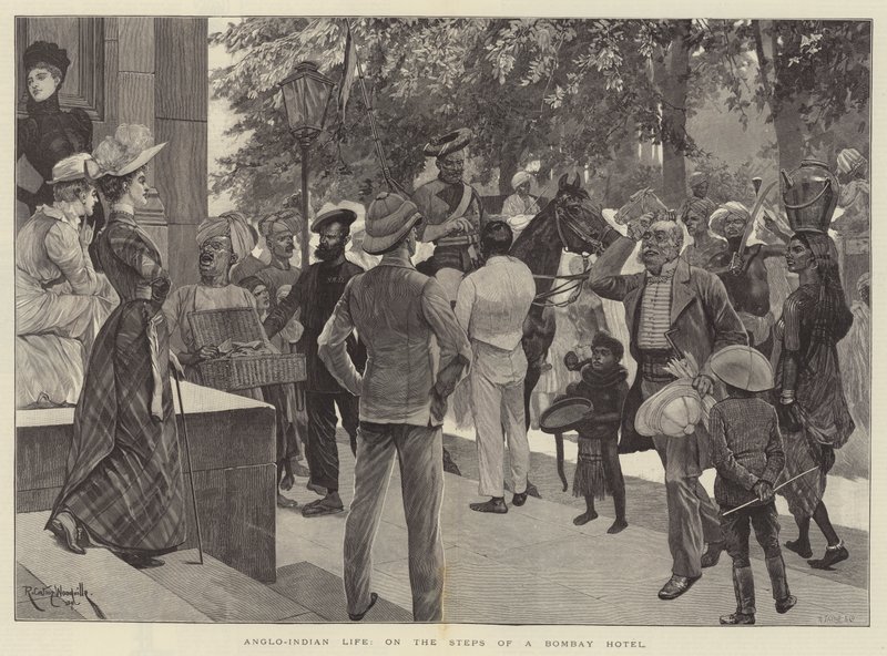 Anglo-Indian Life, on the Steps of a Bombay Hotel by Richard Caton Woodville junior