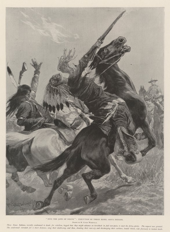 Into the Jaws of Death, Execution of Three Rebel Sioux Indians by Richard Caton Woodville junior