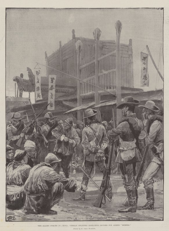 The Allied Forces in China, German Soldiers Searching Houses for Armed Boxers by Richard Caton Woodville junior