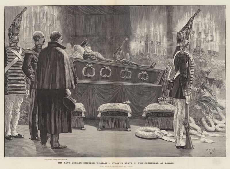 The Late German Emperor William I Lying in State in the Cathedral at Berlin by Richard Caton Woodville junior