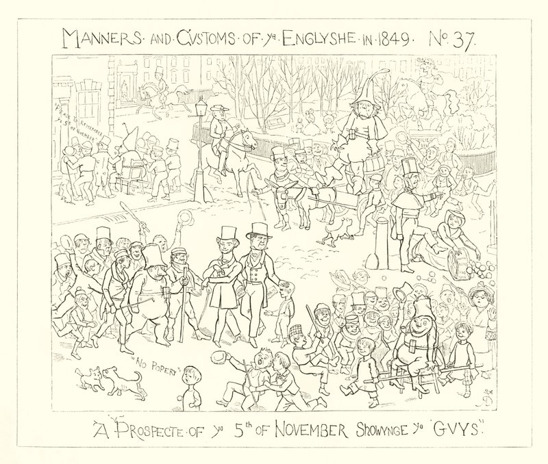 A prospect of the 5th of November showing the Guys (1849) by Richard Doyle