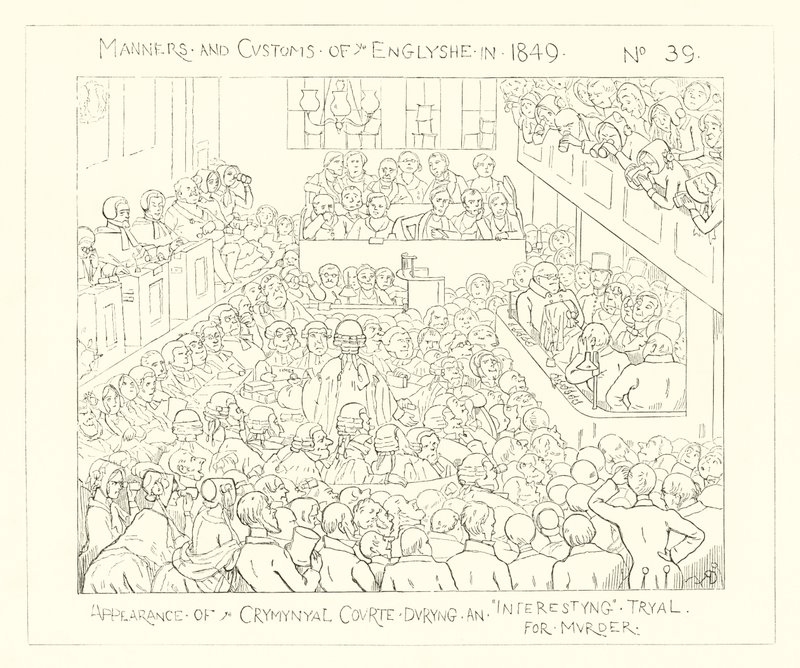 Appearance of the Criminal Court during an interesting trial for murder (1849) by Richard Doyle