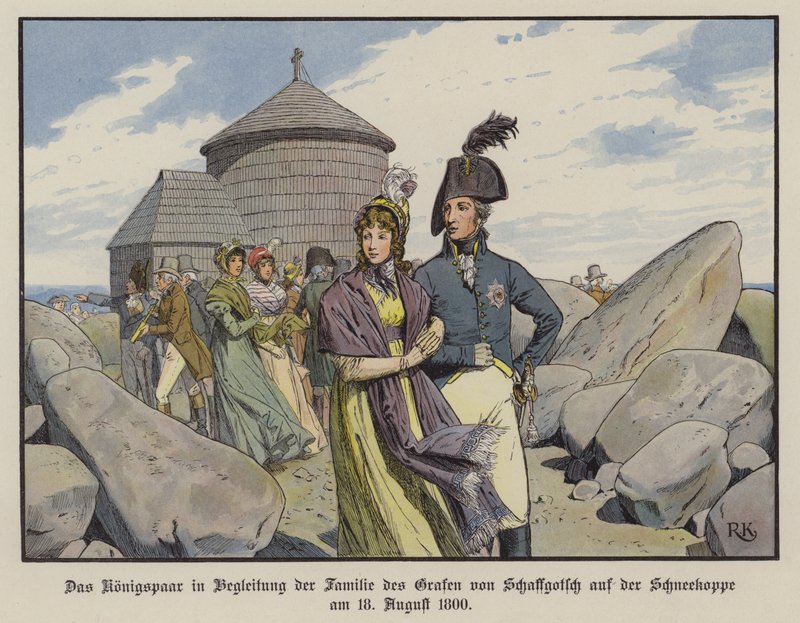King Frederick William III and Queen Louise of Prussia in the Company of the Family of Count von Schaffgotsch on the Schneekoppe, August 1800 by Richard Knotel