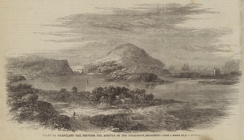 Valentia Island and Bay, Showing the Arrival of the Telegraph Squadron by Robert L. Stopford