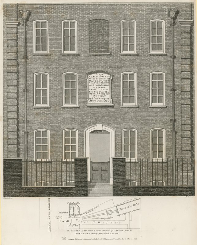 The elevation of the Alms Houses endowed by Andrew Judd by Robert Blemell Schnebbelie