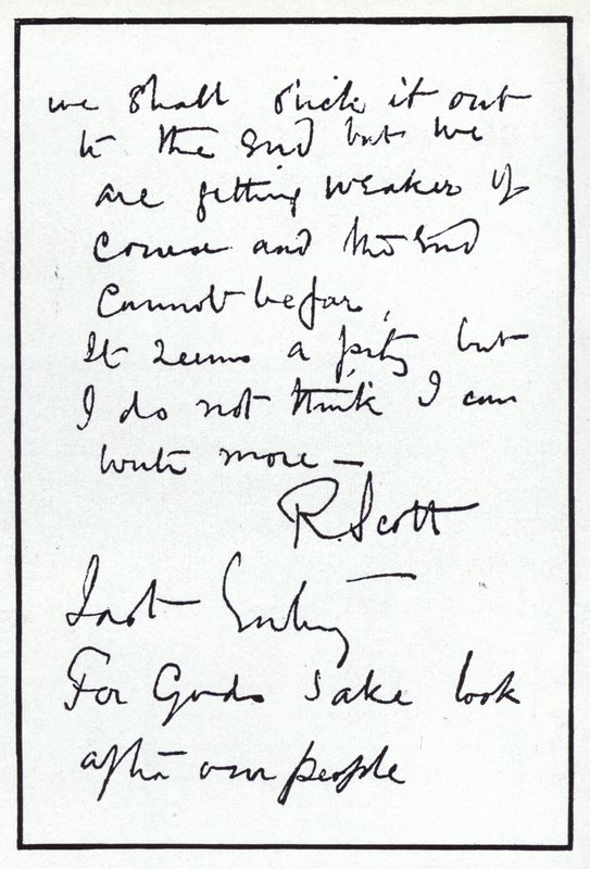 Last page of the diary of polar explorer Robert Falcon Scott, leader of the ill-fated British expedition to the South Pole, 29 March 1912 by Robert Falcon Scott