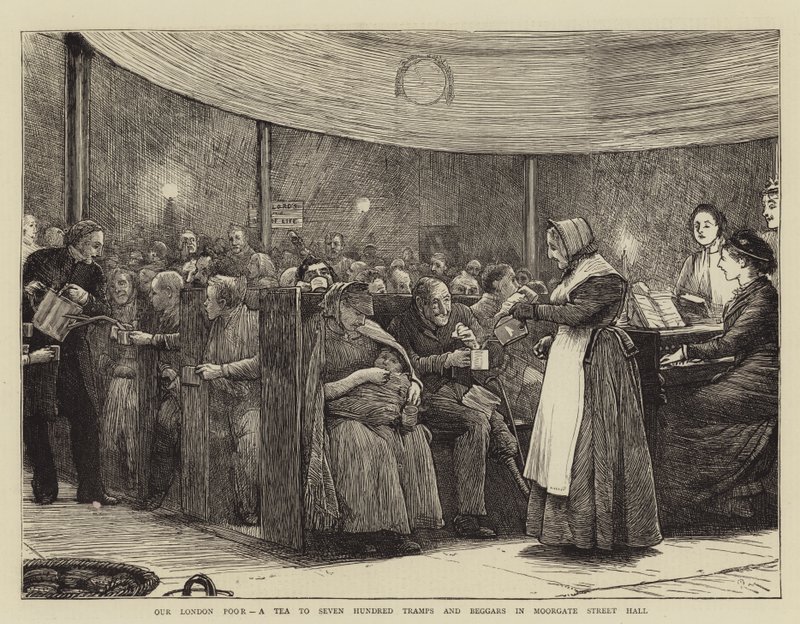 Our London Poor, a Tea to Seven Hundred Tramps and Beggars in Moorgate Street Hall by Robert Walker Macbeth