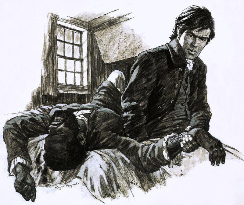 An Unknown Enemy, Illustration from the Serial The Mark of the Pentagram by Roger Payne