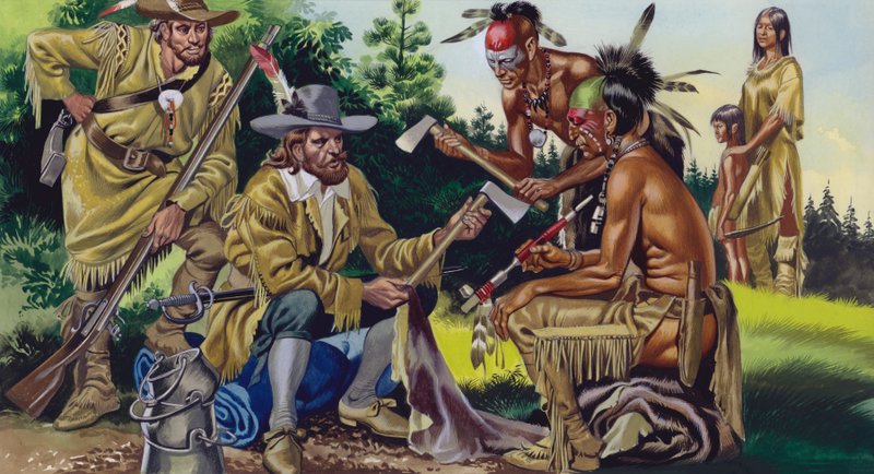 The French in Canada, trading for fur with the native Indians by Ron Embleton